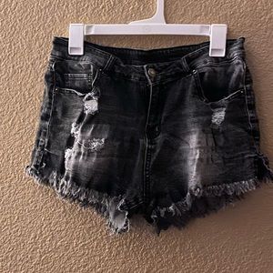 Womens distressed jean shorts. Size Large